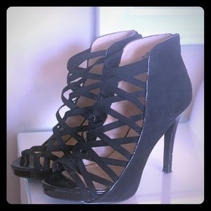 Black caged Nine West heels